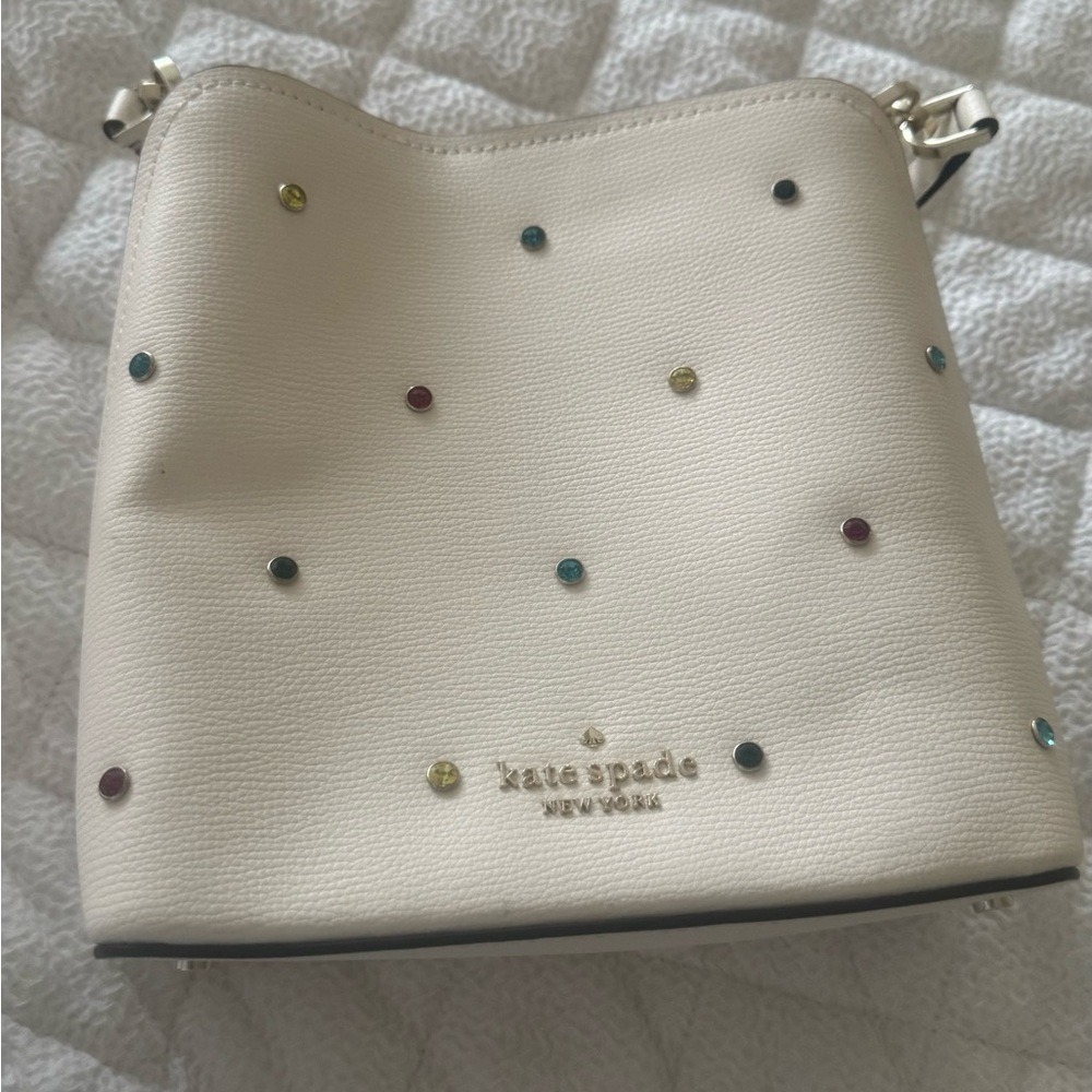 Kate Spade Cream Shoulder Bag with Multicolor Studs - Picture 2 of 5